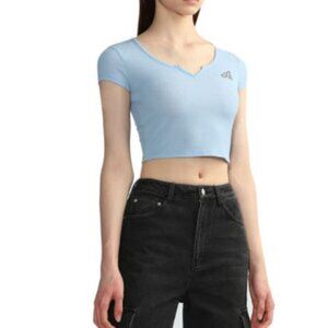 Apee - A Bathing Ape Blue V-Neck Crop Top